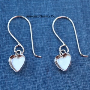Silver Plain Heart Bezel Cup French Wire Earring Blanks, Cabochon Cab Setting, Wholesale Blanks, DIY Earrings Jewelry, Jewelry Supplies