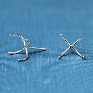Silver Claw Prong Raw Stone Stud Earring Blanks, 4 Prong Setting, Wholesale Blanks, Raw Stones, DIY Jewelry, Silver Blanks, Jewelry Supplies