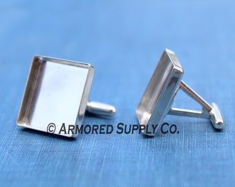 Sterling Silver 16mm Square Bezel Cuff Links, Cuff Link Settings, Cuff link bezels, jewelry blanks, jewelry settings, silver wedding jewelry