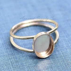 Rose Gold-Filled Double Band Oval Bezel Cup Ring blank, Oval Cabochon, Oval Ring Blank, Oval Bezel, DIY jewelry supplies, wholesale jewelry