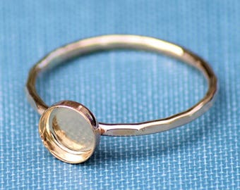 Base para anel em formato de copo com engaste em ouro preenchido de 6 mm, cabochão redondo, cabochão com tema de leite materno, materiais para bijuteria DIY, monte seu anel, bijuteria no atacado, anel DIY