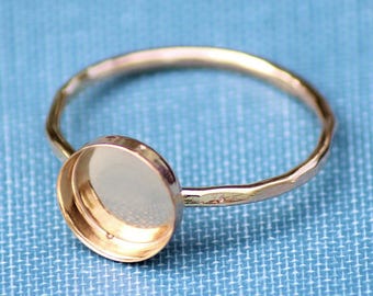 Base para anel em formato de copo com engaste em ouro preenchido de 8 mm, cabochão redondo, cabochão para leite materno, materiais para bijuteria DIY, monte seu anel, bijuteria por atacado, anel DIY