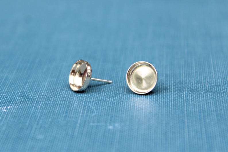 7mm Stud Earring Blanks, Blank Stud Settings, Wholesale Blanks, Silver
