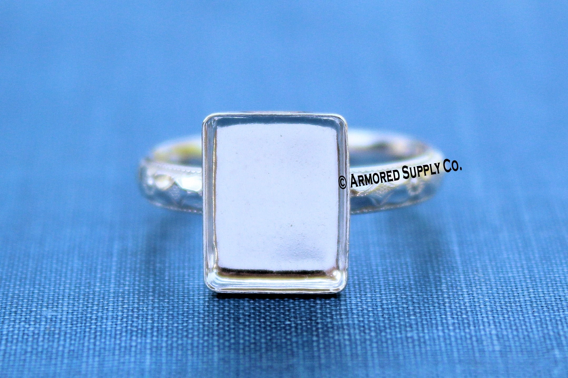 18x13mm Rectangle Bezel Ring blank Floral #1 Ring Band, Resin Glue Pad Breast Milk, DIY jewelry supplies, build your ring, wholesale jewelry