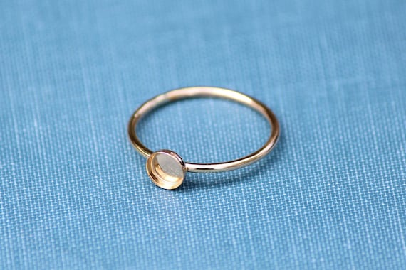 Gold-filled 5mm Bezel Cup Ring Blank, Round Cabochon, Cab Breast