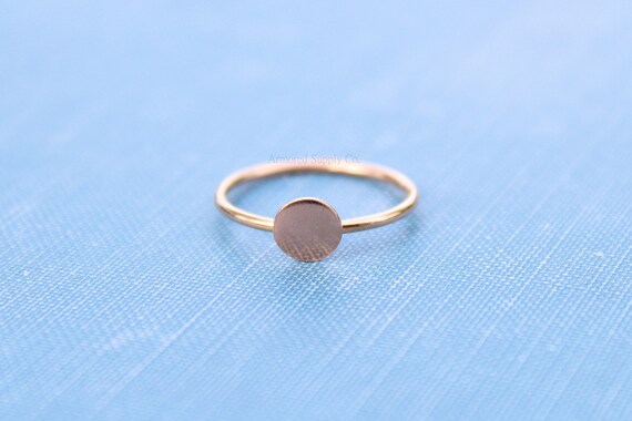 14k Rose Gold Filled Disc Pad Ring Blank, Round Cabochon