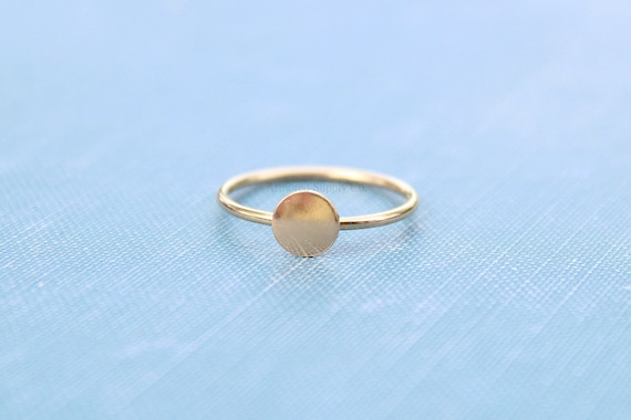 14k Yellow Gold-filled 6mm Disc Pad Ring Blank, Round Cabochon