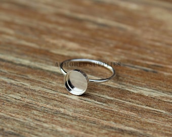 8mm Bezel Cup Ring blank, Round Cabochon, Cab Resin Glue Pad Breast Milk, DIY jewelry supplies, build your ring, wholesale jewelry, diy ring
