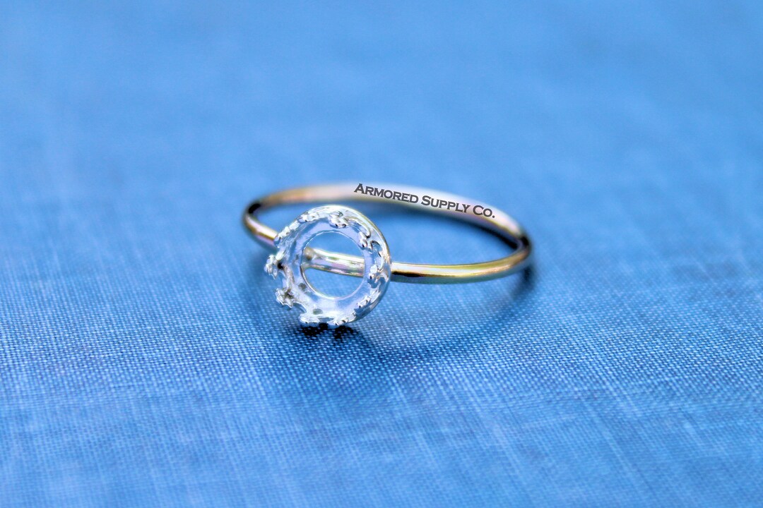 MIXED METALS Gold & Silver Round 6mm Crown Bezel Ring Blank, 6mm