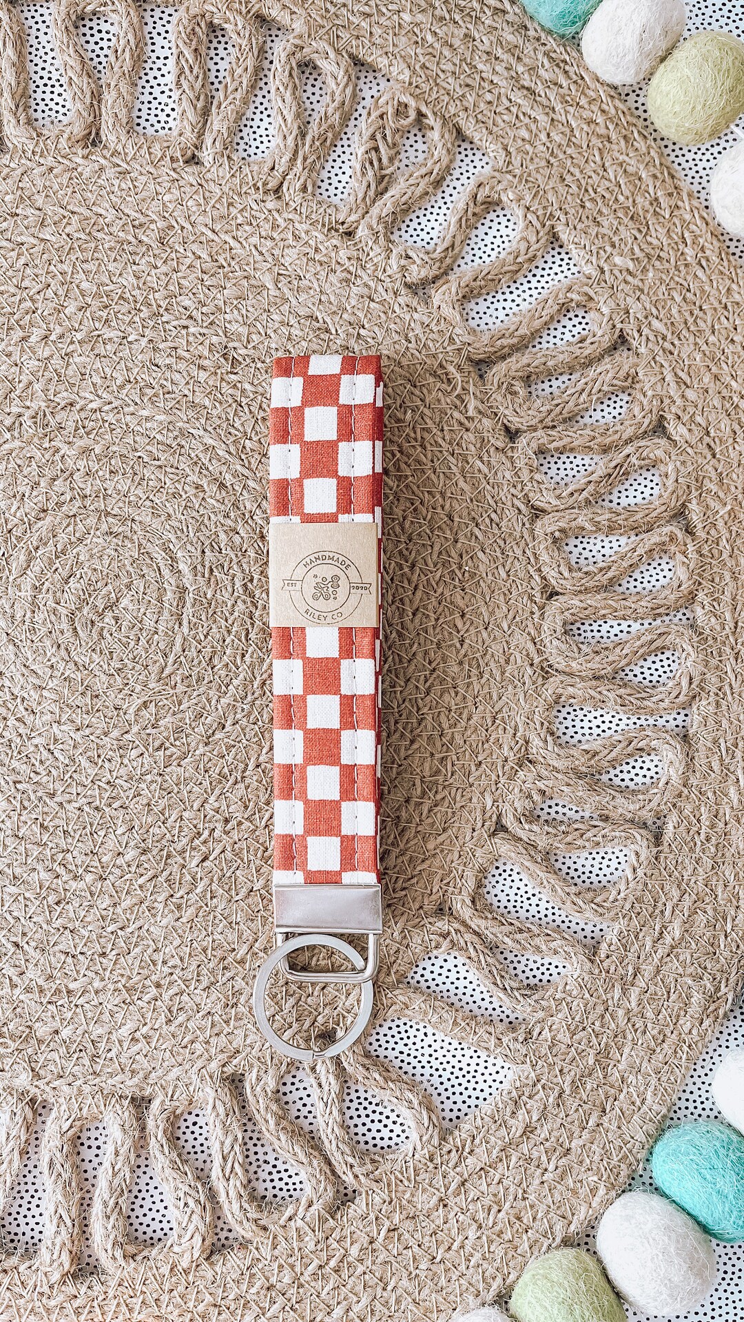 MICRO BAG KEYCHAIN 11 IN HOT CINNAMON ORANGE CALFSKIN EMBOSSED LOGO