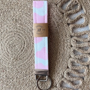 Llavero con estampado de vaca rosa / Pulsera con estampado de vaca fresa / Llaveros