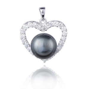 10.4mm AAA+ Black Tahitian Pearl Diamond Pendant Anniversary Valentine&#39;s day Mother&#39;s day Birthday Christmas gift June Birthstone  -pn11