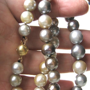 11 mm AA+ Natural Tahitian South Sea Multi-color Pearl Necklace Diamond 18K clasp Wedding Christmas Anniversary Valentine's day gift -nk296