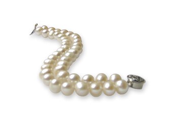 Two Strand Freshwater White Pearl Bracelet -br27
