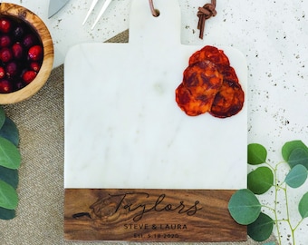 Tabla de charcutería de madera de mármol personalizada, regalo de boda de tabla de cortar personalizado, regalo de inauguración de la casa, regalo de despedida de soltera, regalo de aniversario
