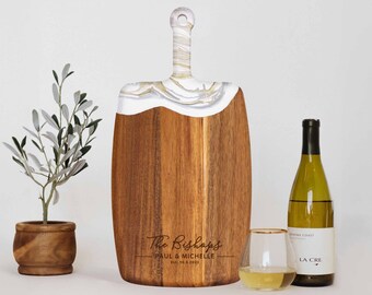 Tabla de cortar personalizada con forma de océano de resina, tabla de pan, regalo de inauguración de la casa para pareja, idea de regalo de aniversario de Navidad, tabla de charcutería de epoxi