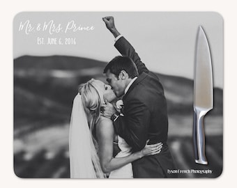Tabla de cortar para bodas, tabla de cortar personalizada para regalo de boda, tabla de cortar de vidrio, regalo de boda con foto personalizada
