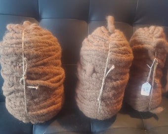 Organic Llama Wool Rug Yarn - Super Bulky Fawn Art Yarn