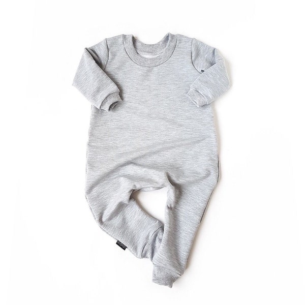 GREY Baby Romper Sweatshirt Harem Leggings One Piece Long Sleeve Jumper Bamboo Cotton Fleece Knit MiBaby Boutique