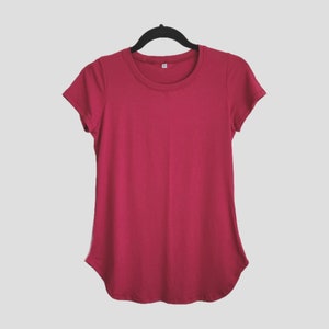 Raspberry Slim Fit T-shirt, Deep Pink Womens Tee Shirt, Luxuriously Soft Figure Flattering Tshirt, Magenta Woman Tees, Sustainable bamboo