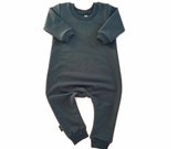 Sweatshirt Baby Romper Toddler Romper Pine Green One Piece Zipper Jumpsuit Plain Solid Colour Hipster Romper Stretch Bamboo Fleece Jumper