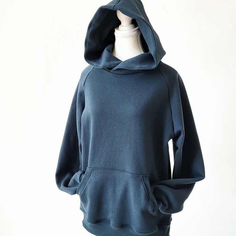 VINTAGE COLLECTION 100% Organic Cotton Fleece Hoodie Cozy Oversized Raglan Sweatshirt Unisex Sweater image 4