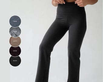 High Waist Flared Leggings | Bamboo French Terry