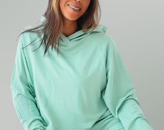 Oversized Hoodie Crop Sweatshirt | Bamboo French Terry | MINT