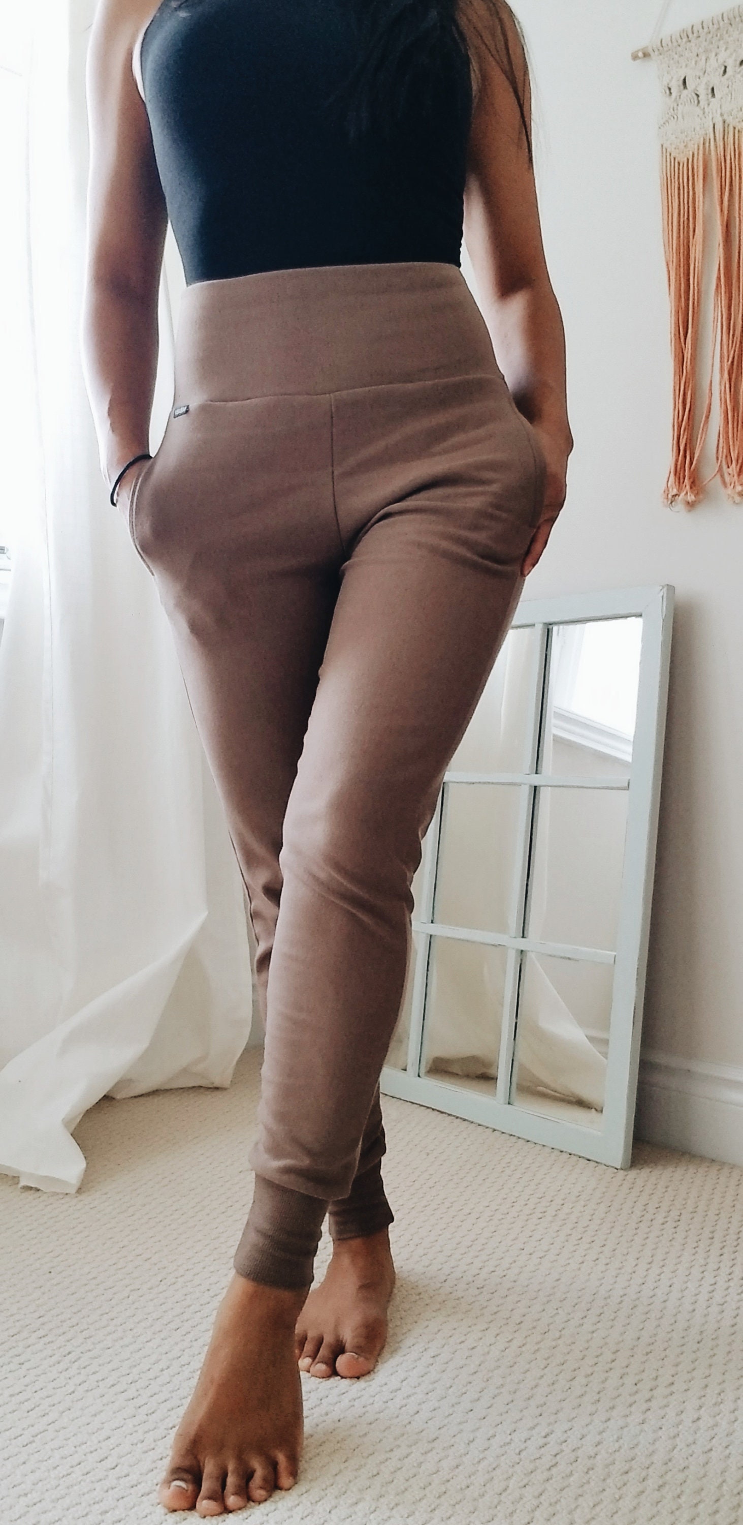 slim fit high waisted joggers