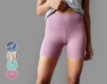 High Waist Bamboo Cotton Bike Shorts