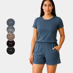 Bamboo Blend Lounge Shorts: High Waisted Sustainable Sleepwear
