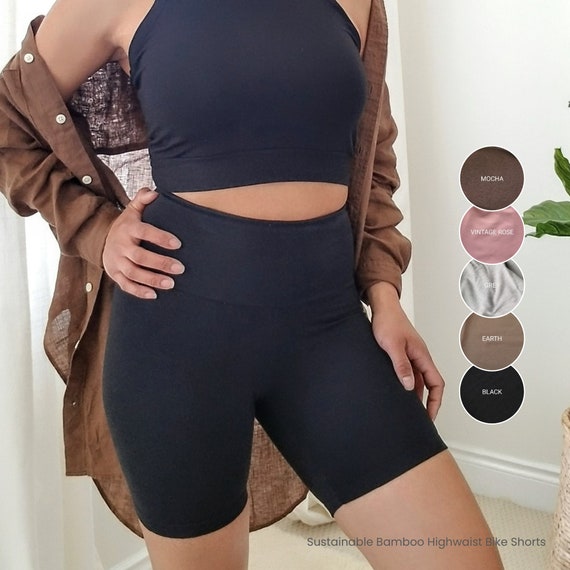 High Waist Bamboo French Terry Bike Shorts