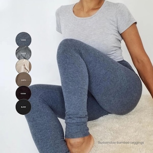 Highwaisted Leggings Women, Soft Sustainable Bamboo Cotton