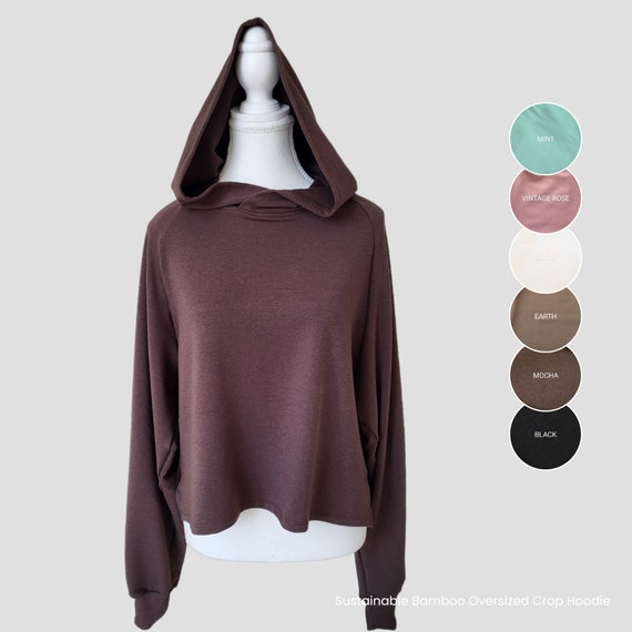 Oversized Hoodie Crop Sweatshirt | Bamboo French Terry