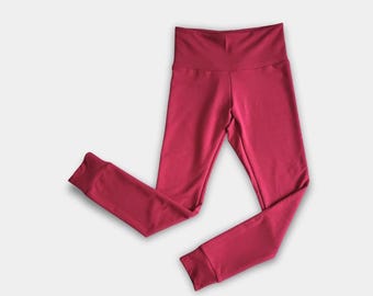 High Waist Leggings | Bamboo French Terry | Raspberry Pink