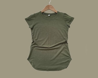 Slim Fitted T-shirt | Buttery Soft Lightweight Bamboo Jersey | Dusty Olive