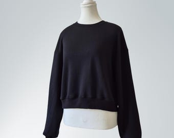 VINTAGE COLLECTION Organic Cotton Crop Sweatshirt - BLACK