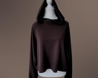 Oversized Hoodie Crop Sweatshirt | Bamboo French Terry | MOCHA