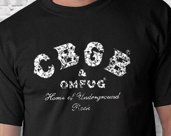 CBGB OMFUG Shirt - Vintage distressed look on a retro crust punk rock t shirt. Vintage band mens tshirt