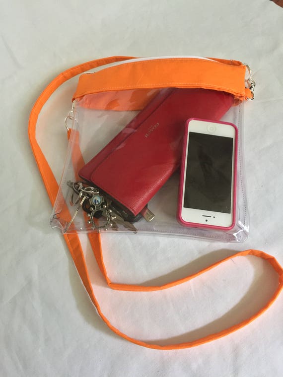 orange clear purse