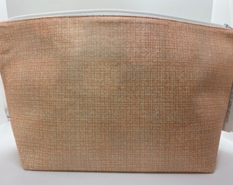 Peach Sparkly Glitter Handmade Large Makeup Bag