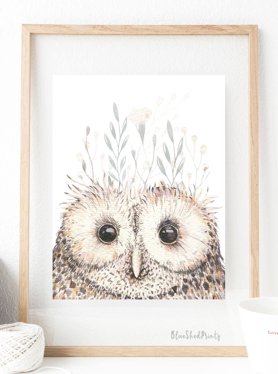 Owl Art Print Boho Printable Wall Decor Wall Art Digital Etsy