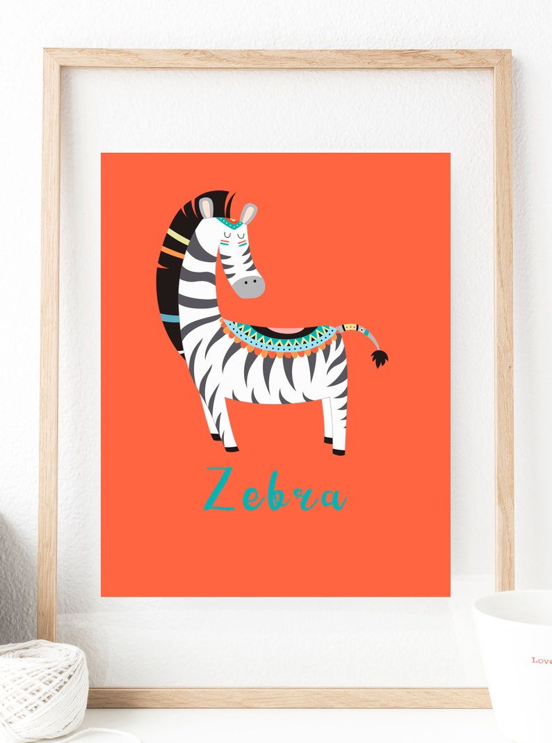 Printable Jungle Nursery Art Zebra Print Wall Decor Childrens Prints Nursery Prints Home Decor Jungle Animal Kids Bedroom Decor Gifts