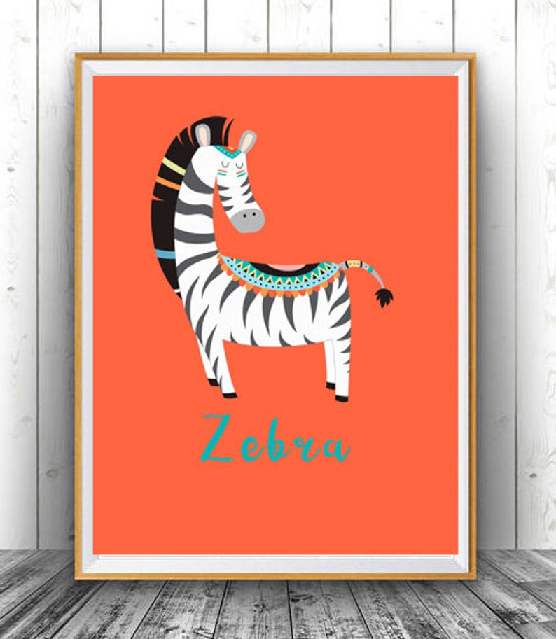 Printable Jungle Nursery Art Zebra Print Wall Decor Etsy