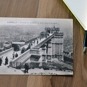 Cartão postal Passerelle des Ascenseurs de Notre-Dame de la Garde Marselha França 1907-1915