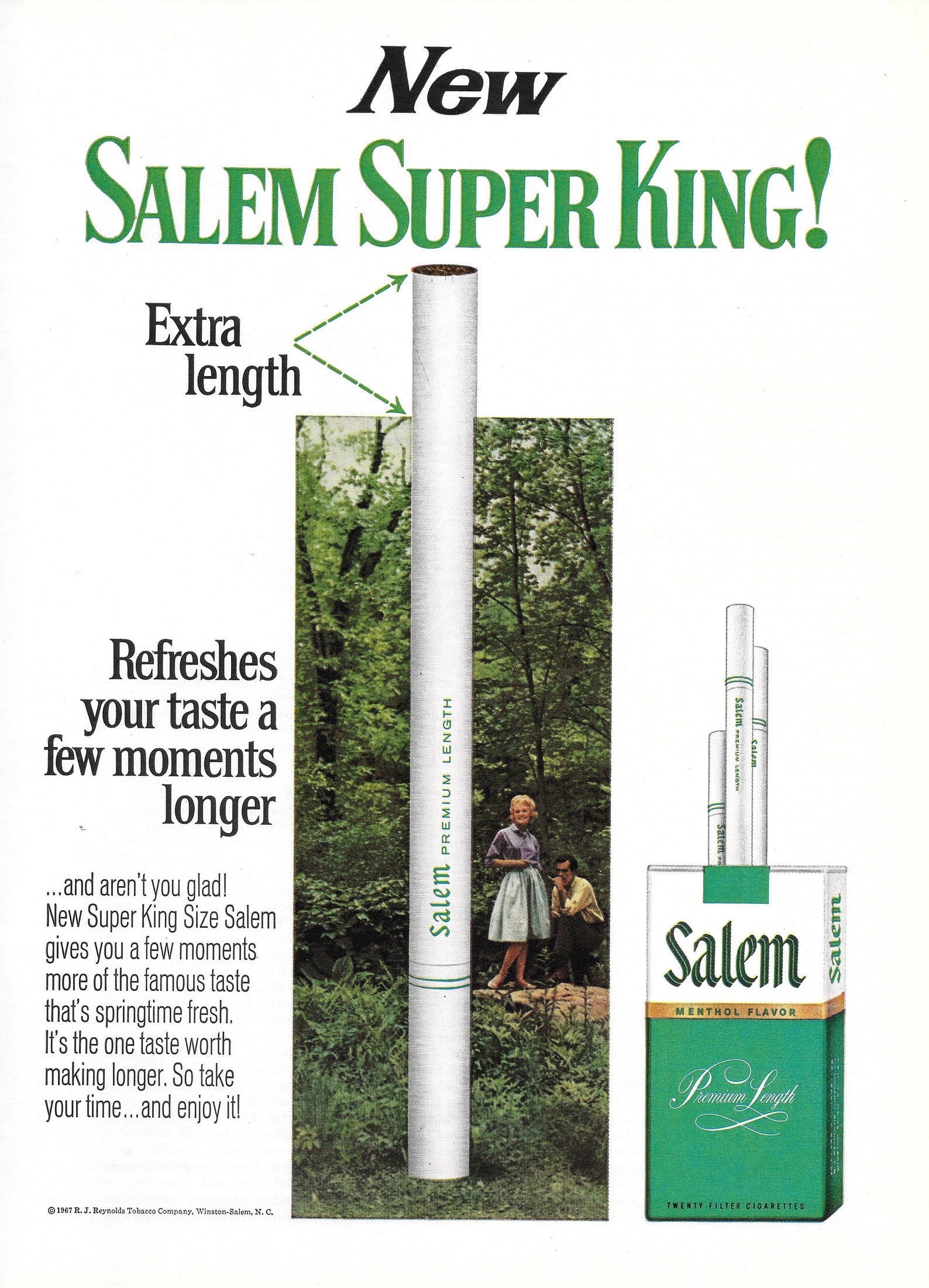 Salem Menthol Cigarettes Vintage Print Ad - 1967 - New Super King ...