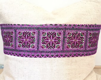 SALE-Hemp and Tribal Embroidery pillow Cover