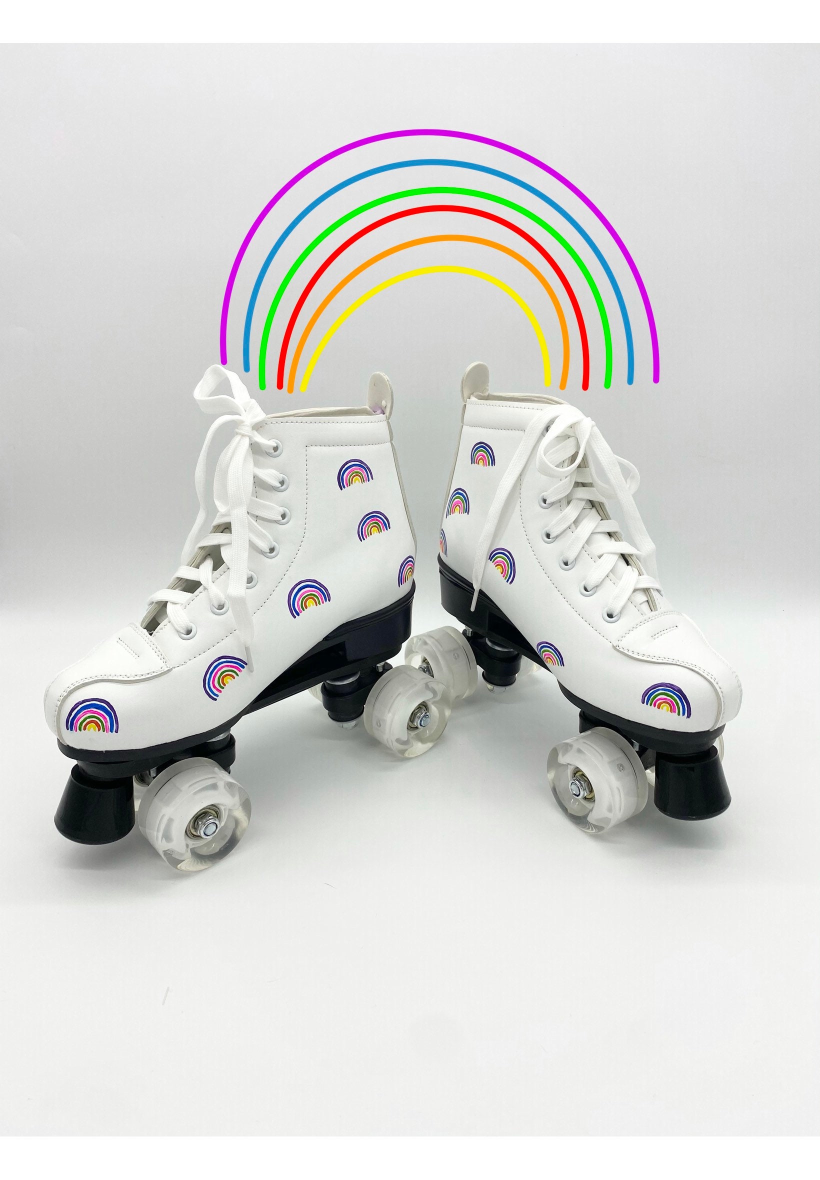 Hand Painted RAINBOW ROLLER SKATES size 7.5 custom made Etsy Nederland