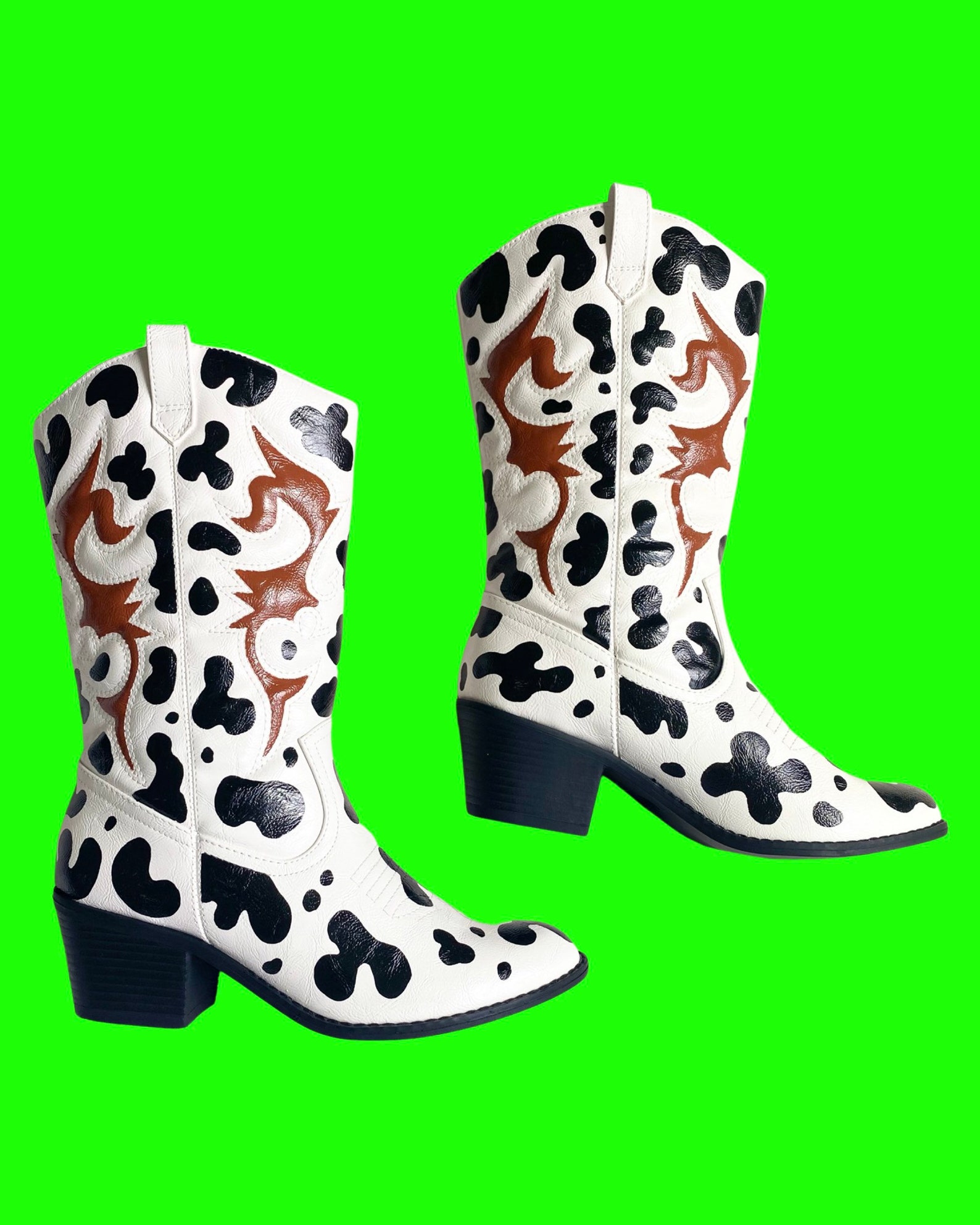 Hand Painted Cow Print Cowgirl boots COGNAC made to order/ Etsy