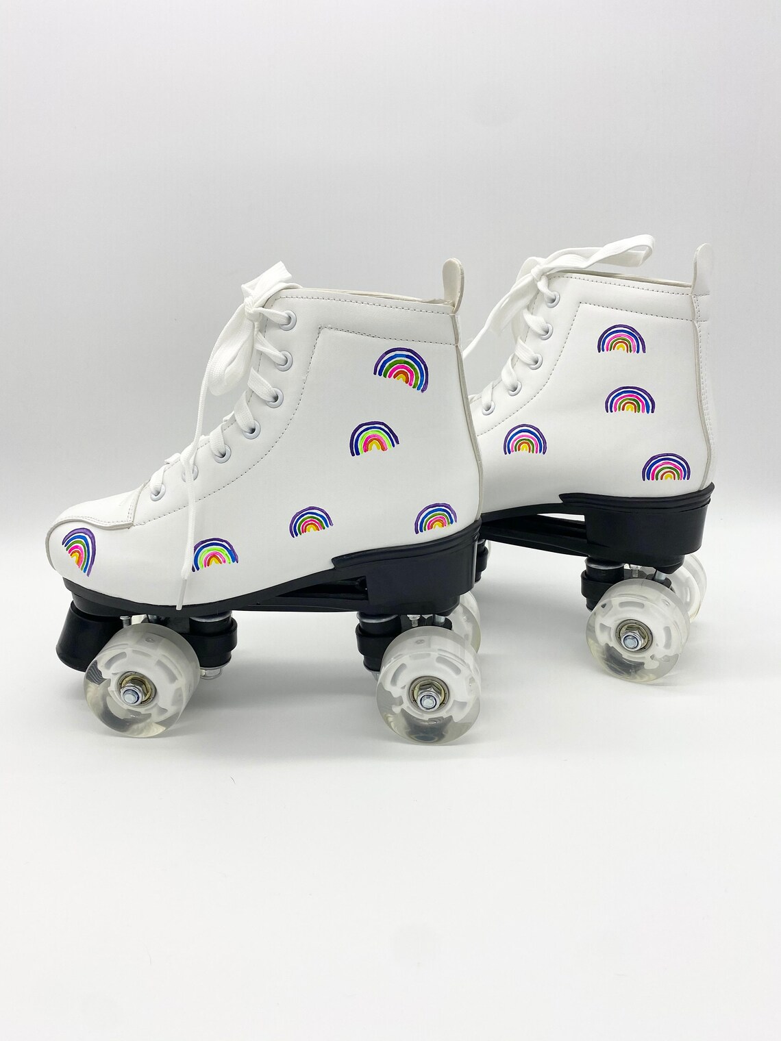 Hand Painted RAINBOW ROLLER SKATES Size 7.5 Custom Made Etsy